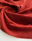 Dye-on-dye red stretch cotton velvet