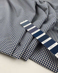 Lightweight, soft cotton fabric with plaid pattern. Picked up in Stock from a Maison de Couture in Italy. High quality deadstock fabric.