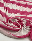 Viscose and polyester mesh jersey striped pn regular weave