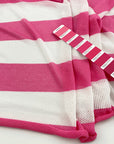 Viscose and polyester mesh jersey striped pn regular weave