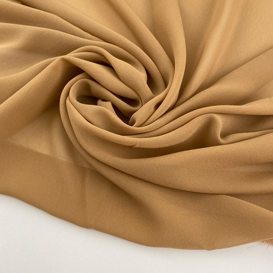 Solid color beige silk georgette