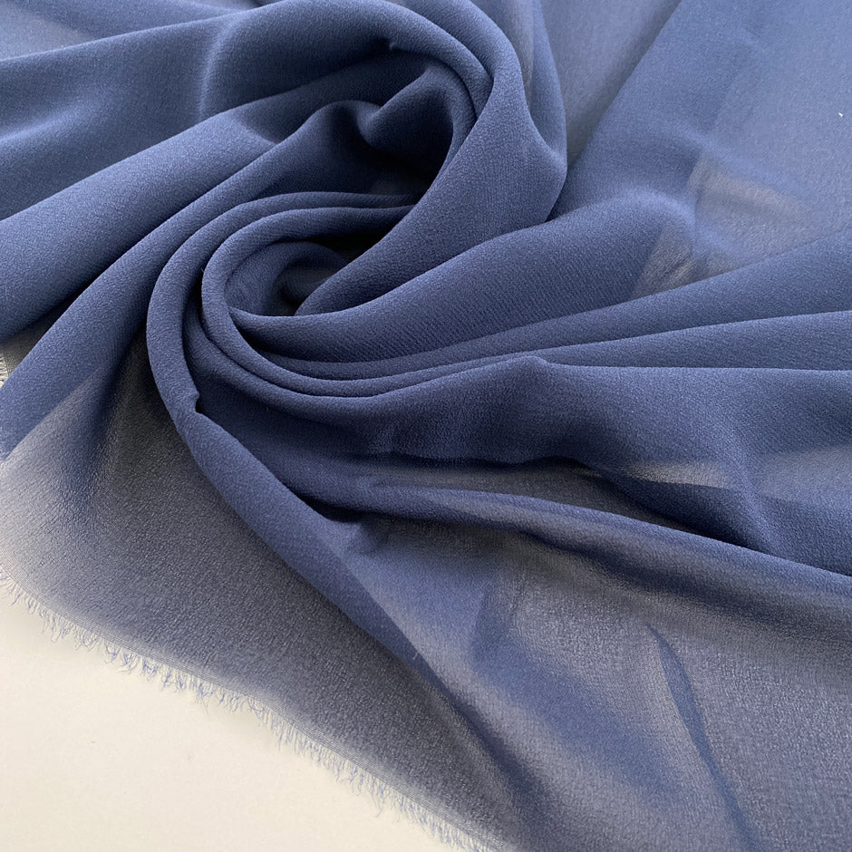 Solid Blue Silk Georgette