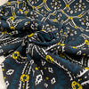 Pure viscose crepe with hypnic design in blue, dark blue, white, and yellow shades. Very soft, light with full coverage and flowy. High-quality deadstock fabric by the meter collected in Stock from a Maison de Couture in Italy. Pure viscose crepe with hypnic design in blue, dark blue, white, and yellow shades. Very soft, light with full coverage and flowy. High-quality deadstock fabric by the meter collected in Stock from a Maison de Couture in Italy.