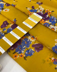 Pure cotton voile with an ochre base and floral print in violet, light blue, white, and orange. Soft, light, and slightly transparent. Ideal for dresses, skirts, and shirting.
High-quality deadstock collected in Stock from a Maison de Couture in Italy.