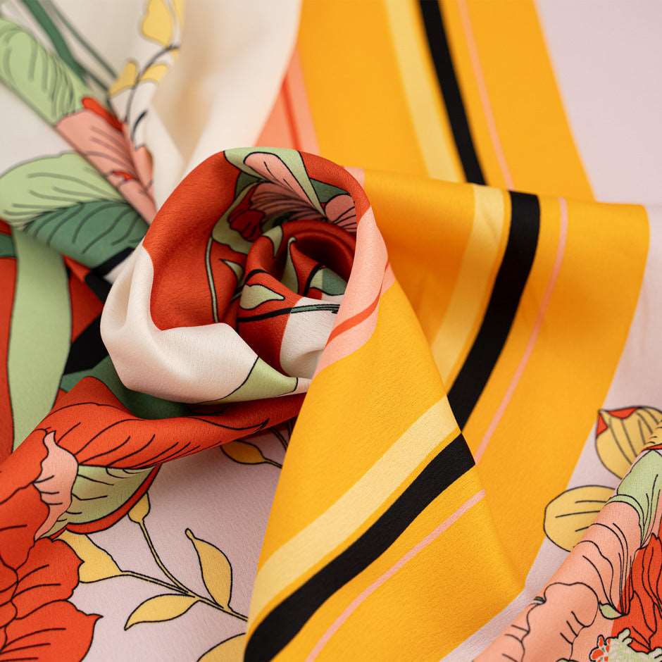 Multicolor and floral light polyester cady - High quality deadstock