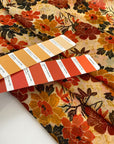 Polyester and lurex chiffon in orange and red shades. Very soft, flowy and, transparent. High-quality deadstock fabric by the meter collected in Stock from a Maison de Couture in Italy.