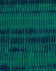 Cady polyester patterned green and blue. High quality deadstock fabric.