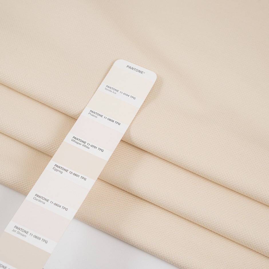 Jersey piquet viscose and poliammide punto Milano beige and heavy. High-quality deadstock fabric collected in Stock from a Maison de Couture in Italy. 