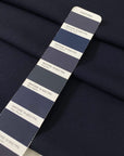 Soft and flowy virgin wool with elastane in dark blue. Not transparent and ideal for dresses, skirts, trousers, and jackets.
High-quality deadstock collected in Stock from a Maison de Couture in Italy.