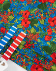 Falling floral patterned polyester crepe de chine. High quality deadstock fabric.