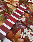 Soft and lightweight cotton and linen blend with a bordeaux base and multicolor floral design. Ideal for dresses, trousers, skirts, and shirting.High-quality deadstock collected in Stock from a Maison de Couture in Italy.
