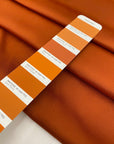 Soft, light, and flowy polyester cady in rust orange with a shiny finish. Not transparent. Perfect for dresses, skirts, blouses, and trousers.
High-quality deadstock collected in Stock from a Maison de Couture in Italy.