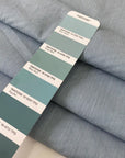 Stretch cotton fabric with a fine striped pattern in light blue. Very soft and light, ideal for shirts, dresses, and skirts. High-quality deadstock collected in Stock from a Maison de Couture in Italy.