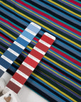 Multicolor striped cotton jersey, soft and stretchy. Deadstock fabric picked up from a Maison de Couture in Italy.