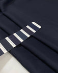 Dark blue silk crepe de chine, soft, stretchy and light. High-quality deadstock fabric collected in Stock from a Maison de Couture in Italy.