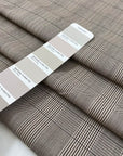 Pure wool with prince of wales design in beige and brown design. High-quality deadstock fabric by the meter collected in Stock from a Maison de Couture in Italy.