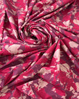 Pink And Purple Cotton Popeline With An Abstract Print