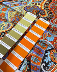 Polyester fabric with multicolor paisley design. Very soft, light and fluid. Ideal for dresses, blouses, skirts and shirting. High-quality deadstock collected in Stock from a Maison de Couture in Italy.