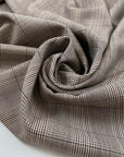 Pure wool with prince of wales design in beige and brown design. High-quality deadstock fabric by the meter collected in Stock from a Maison de Couture in Italy.