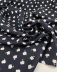 Pure printed silk twille blue and white. Falling, light and floral. High-quality deadstock fabric by the meter collected in Stock from a Maison de Couture in Italy.