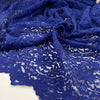 Blue viscose and polyester lace with double scalloped. Floral design very soft and light. High-quality deadstock fabric collected in Stock from a Maison de Couture in Italy. Blue viscose and polyester lace with double scalloped. Floral design very soft and light. High-quality deadstock fabric collected in Stock from a Maison de Couture in Italy.