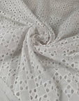 White pure cotton sangallo lace, color reference blanc de blanc, soft and light. A little bit transparent, geometrical design. Ideal for summer dresses, shirtings, blouses and skirts.
