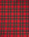 Red, green, yellow and blue mixed plaid wool fabric. High quality deadstock fabric.