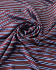 Silk Jacquard With Red And Blue Stripes