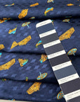 Blue Bottom Jaquard Silk Panel With Monuments