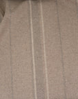 Wool beige striped jacket weight. The fabric is heavy and structured. High-quality deadstock fabric collected in Stock from a Maison de Couture in Italy.