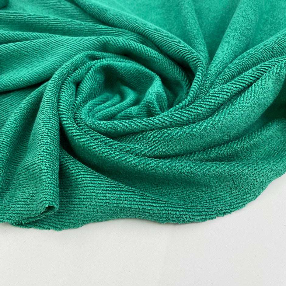 Green cotton boucle tweed