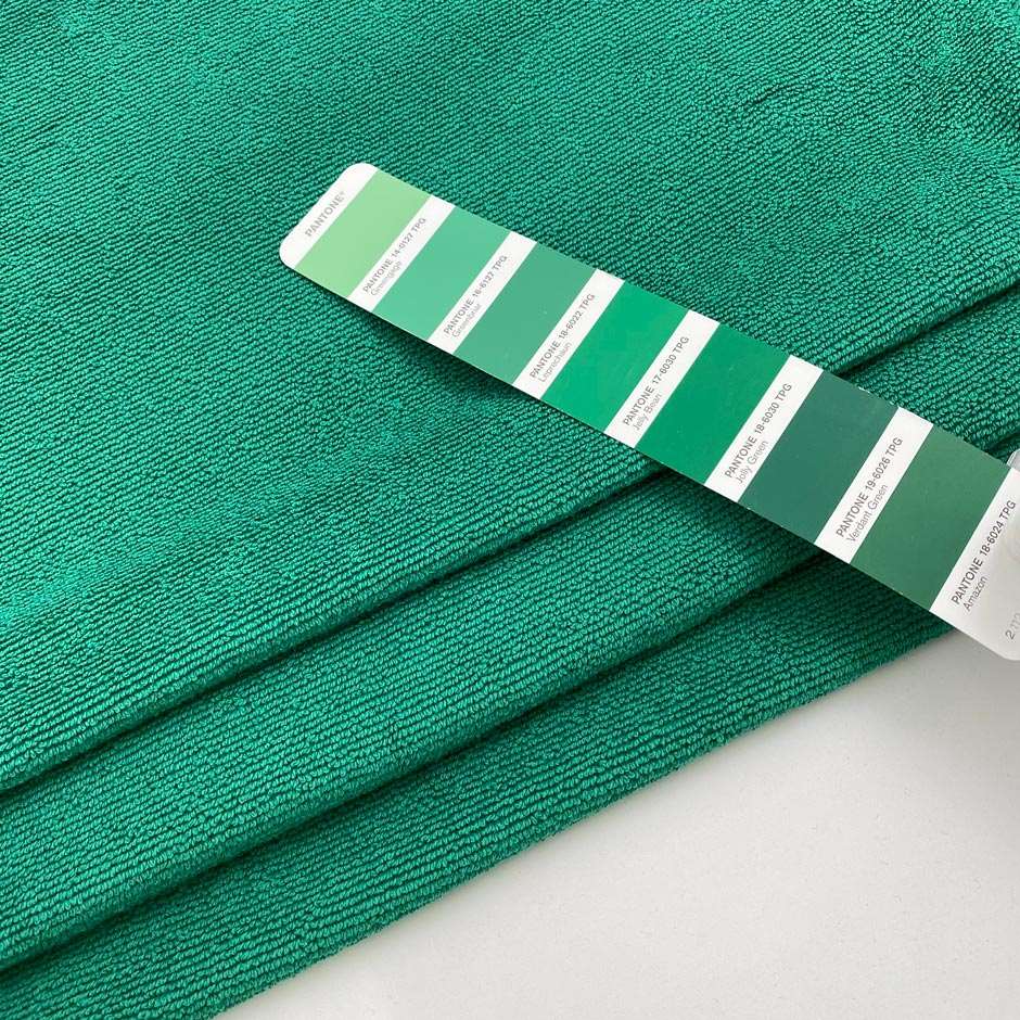 Green cotton boucle tweed