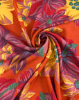 Floral print viscose-linen blend, soft and non-stretch. Perfect for dresses or shirts. High-quality deadstock collected in Stock from a Maison de Couture in Italy.