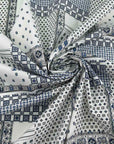 Blue and white stretch cotton poplin with a tie pattern, exceptionally soft. High-quality deadstock collected in Stock from a Maison de Couture in Italy.