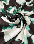 White And Green Abstract Print On Brown Viscose Crepe