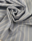Blue pinstripe pure wool. High-quality deadstock fabric collected in Stock from a Maison de Couture in Italy.