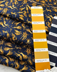 Blue Bottom Silk Twill Panel With Gold Zodiac Signs