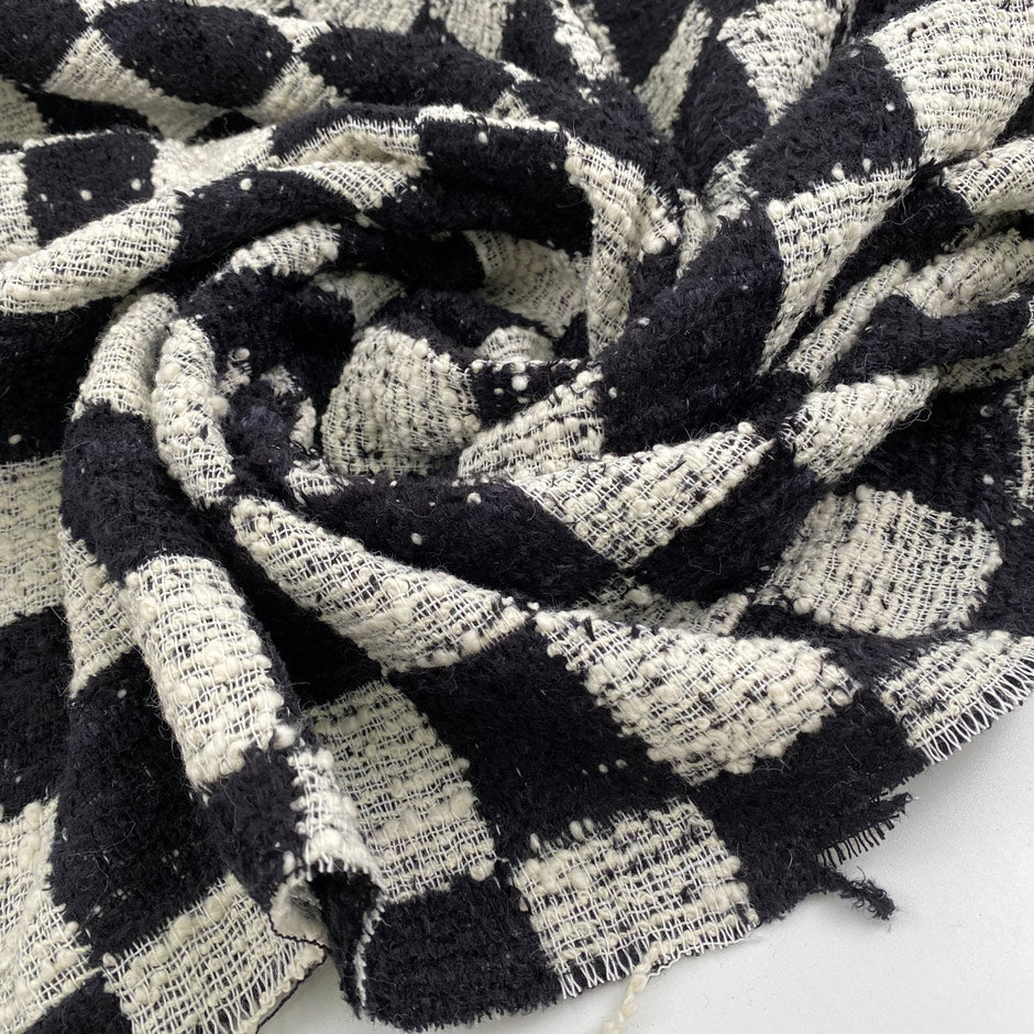 Black and white wool jacquard tweed