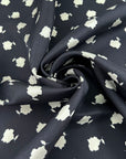 Blue and white abstract print pure silk twill, soft and non-stretch. Perfect for dresses, shirts and blouses. High-quality deadstock collected in Stock from a Maison de Couture in Italy.