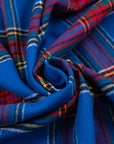 Blue and red madras tartan flannel fabric. It is soft and structured. High-quality deadstock fabric collected in Stock from a Maison de Couture in Italy.