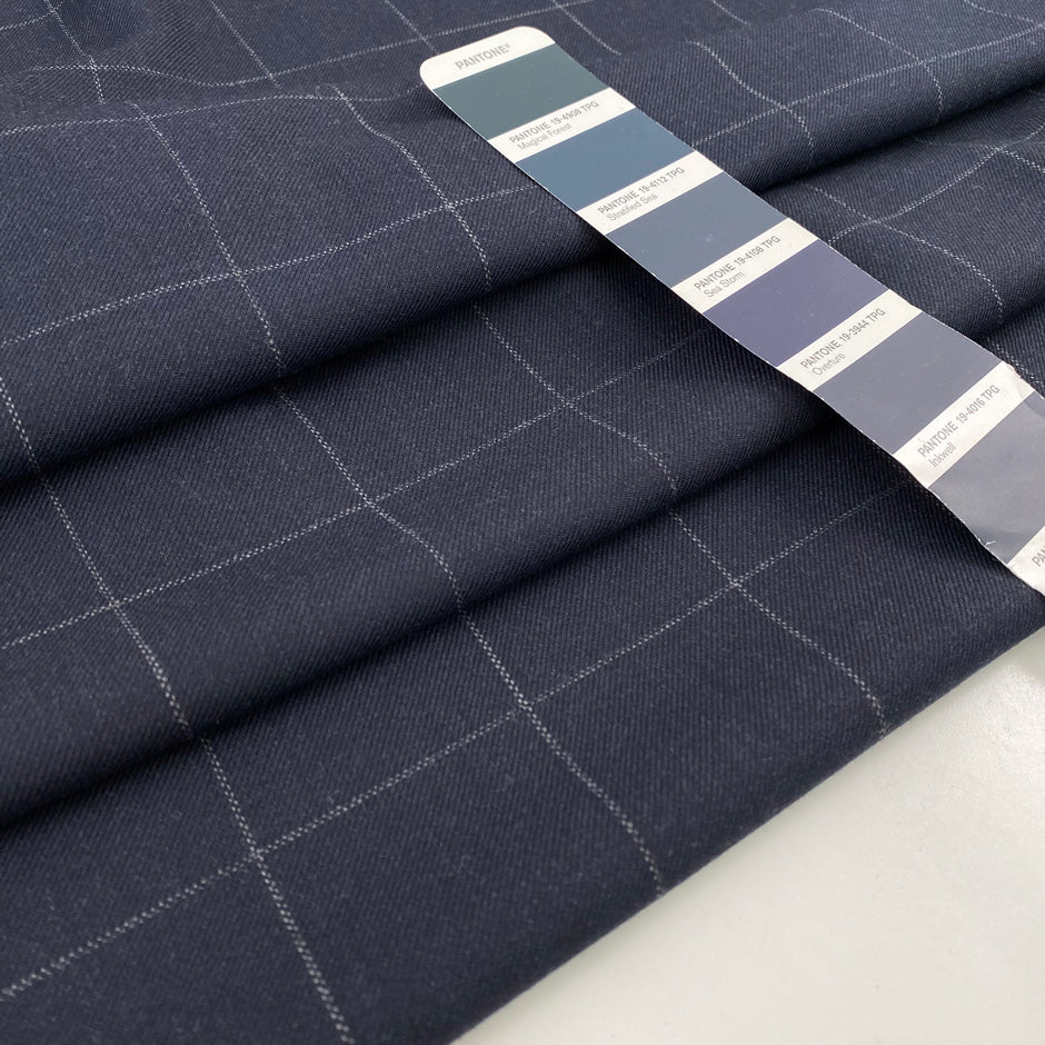 Virgin wool and polyester gabardine stretched plaid. High-quality deadstock fabric collected in Stock from a Maison de Couture in Italy.