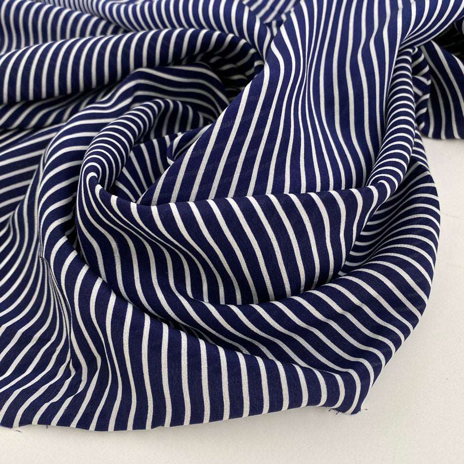 Soft and lightweight striped silk crepe de chine fabric. High quality deadstock fabric.