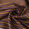 Pure silk shantung in dark brown with textured yellow and light blue stripes. Characteristic raw texture of shantung, ideal for dresses and skirts. High-quality deadstock collected in Stock from a Maison de Couture in Italy.