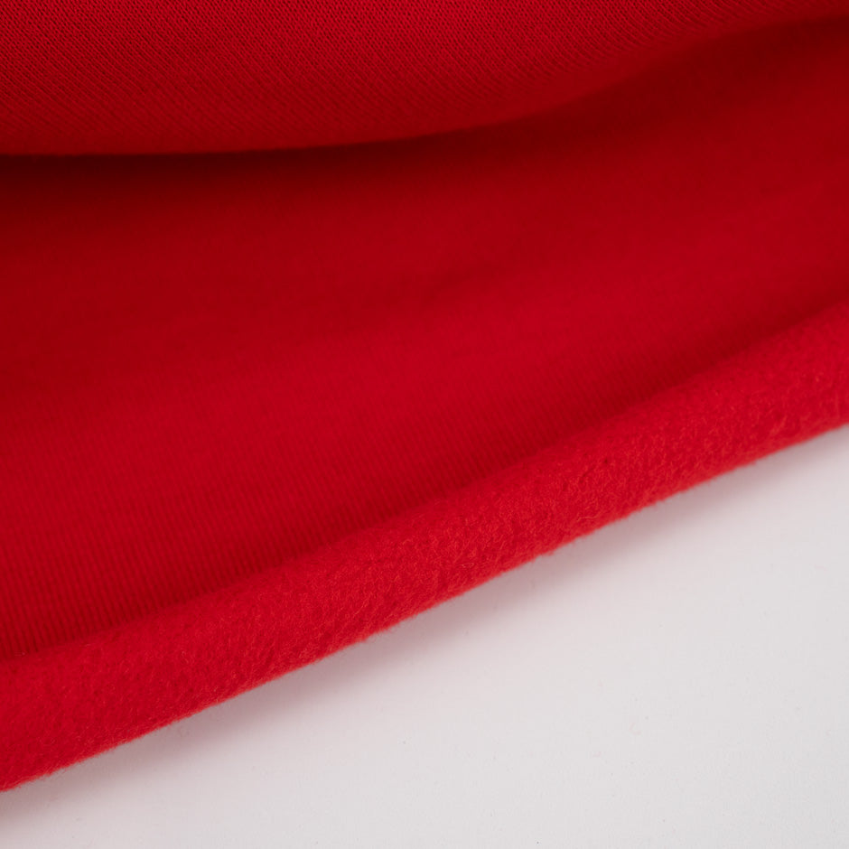 Red textured pure cotton sweatshirt. High-quality deadstock fabric collected in Stock from a Maison de Couture in Italy.