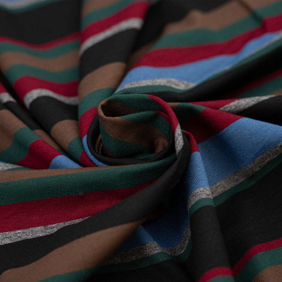 Multicolor striped cotton jersey, soft and stretchy. Deadstock fabric picked up from a Maison de Couture in Italy.