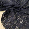 Blue polyester stretch lace with floral design very soft and light ideal for dresses skirts blouses and trousers. High-quality deadstock collected in Stock from a Maison de Couture in Italy.