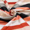 Polyester twill printed with falling and shiny stripes. High-quality deadstock fabric collected in Stock from a Maison de Couture in Italy.