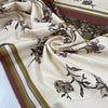Cotton and elastane with beautiful floral design in panels. Each one is around 70 cm. White, ancient rows and olives green shades.
