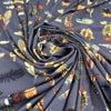 Dark Gray Lycra With Feathered Print