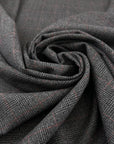 Dark Gray Prince Of Wales Wool With Red Crossed Stripes